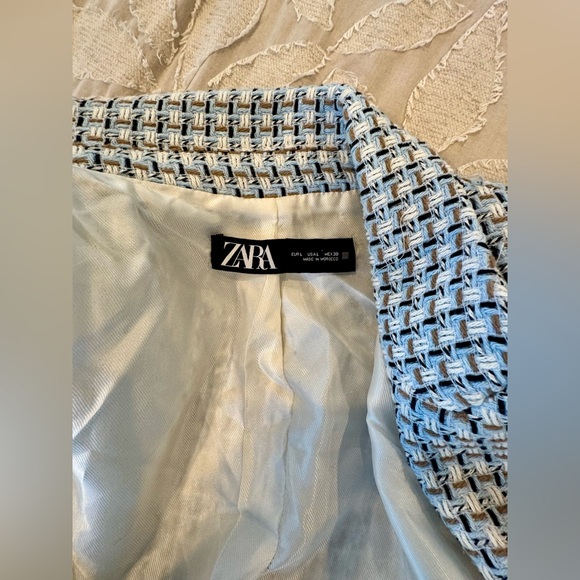 ZARA Textured Tweed Double-Breasted Blazer Coat - Picture 7 of 8